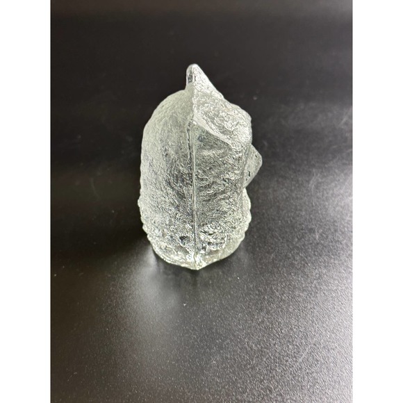 Vintage Pukeberg Sweden Textured Art Glass Owl Crystal Paperweight Figurine - Picture 5 of 13